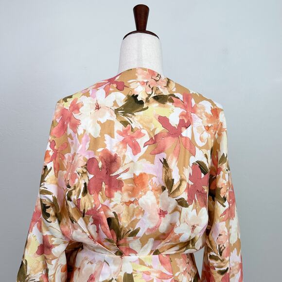 Significant Other Kenna Linen Blend Floral Mini Wrap Dress - Picture 10 of 14